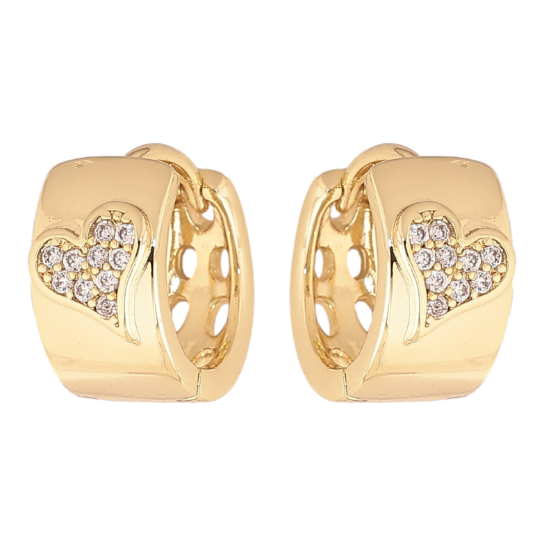 Сережки Xuping колір Позолота 14K колечка "Візерунок сердечка з кристалами" фото №1 Сережки Xuping колір Позолота 14K колечка "Візерунок сердечка з кристалами" фото №1