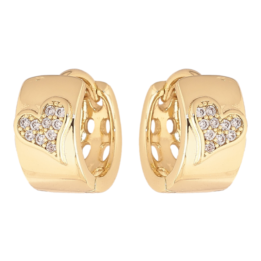 Сережки Xuping колір Позолота 14K колечка "Візерунок сердечка з кристалами" фото №1 Сережки Xuping колір Позолота 14K колечка "Візерунок сердечка з кристалами" фото №1