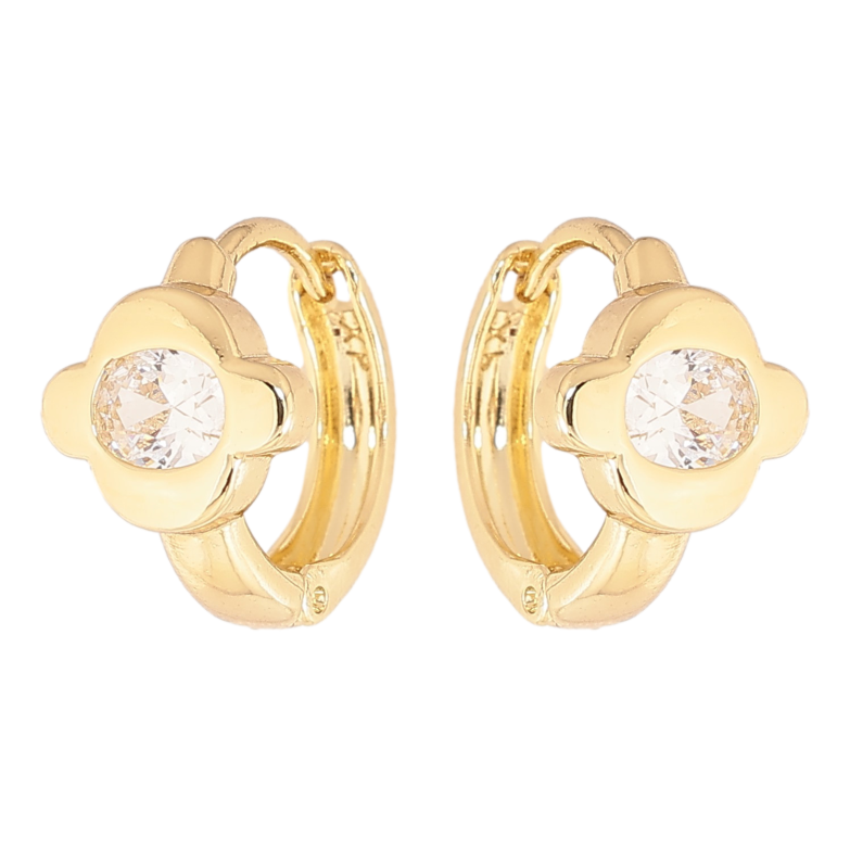 Сережки Xuping колір Позолота 14K колечка "Квіточки з кристалами" фото №1 Сережки Xuping колір Позолота 14K колечка "Квіточки з кристалами" фото №1