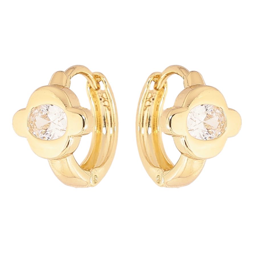 Сережки Xuping колір Позолота 14K колечка "Квіточки з кристалами" фото №1
