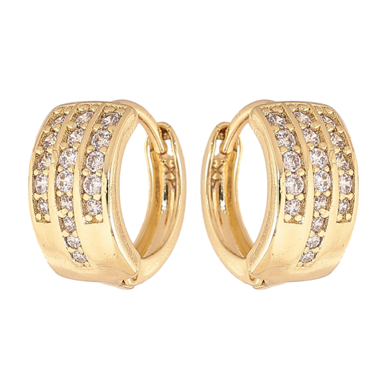 Сережки Xuping колір Позолота 14K колечка "Візерунок з кристалами" фото №8