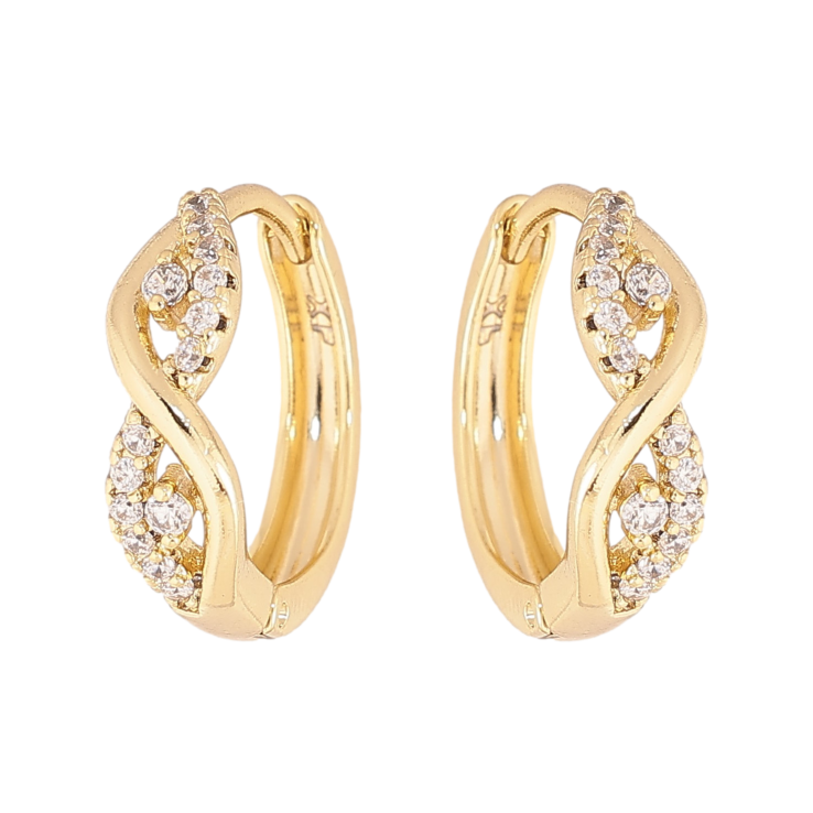 Серьги Xuping цвет Позолота 14K колечки "Узор с кристаллами" фото №2 Серьги Xuping цвет Позолота 14K колечки "Узор с кристаллами" фото №2