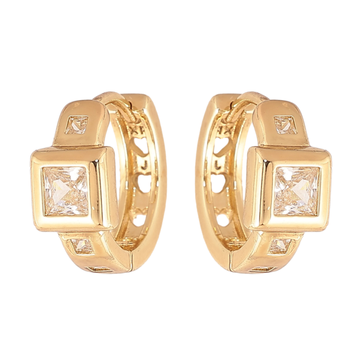 Сережки Xuping колір Позолота 14K колечка "Візерунок з кристалами" фото №15 Сережки Xuping колір Позолота 14K колечка "Візерунок з кристалами" фото №15