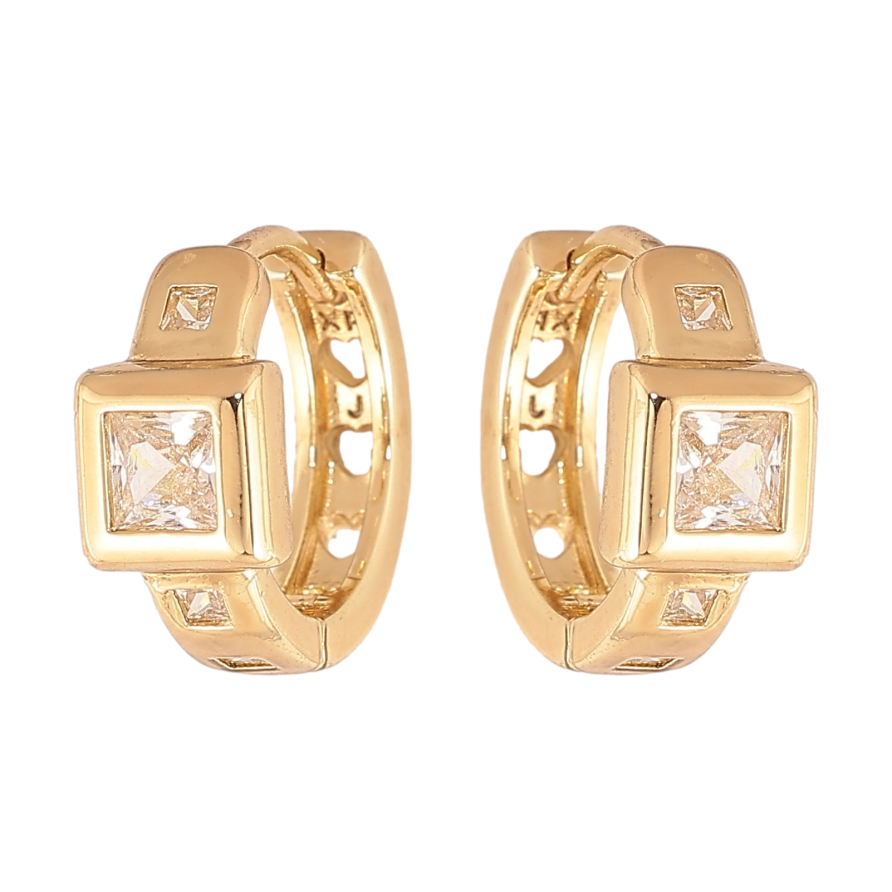 Серьги Xuping цвет Позолота 14K колечки "Узор с кристаллами" фото №1 Серьги Xuping цвет Позолота 14K колечки "Узор с кристаллами" фото №1