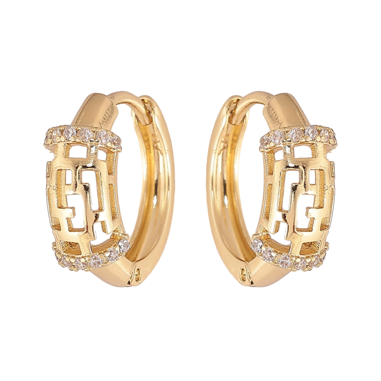Сережки Xuping колір Позолота 14K колечка "Візерунок з кристалами" фото №4