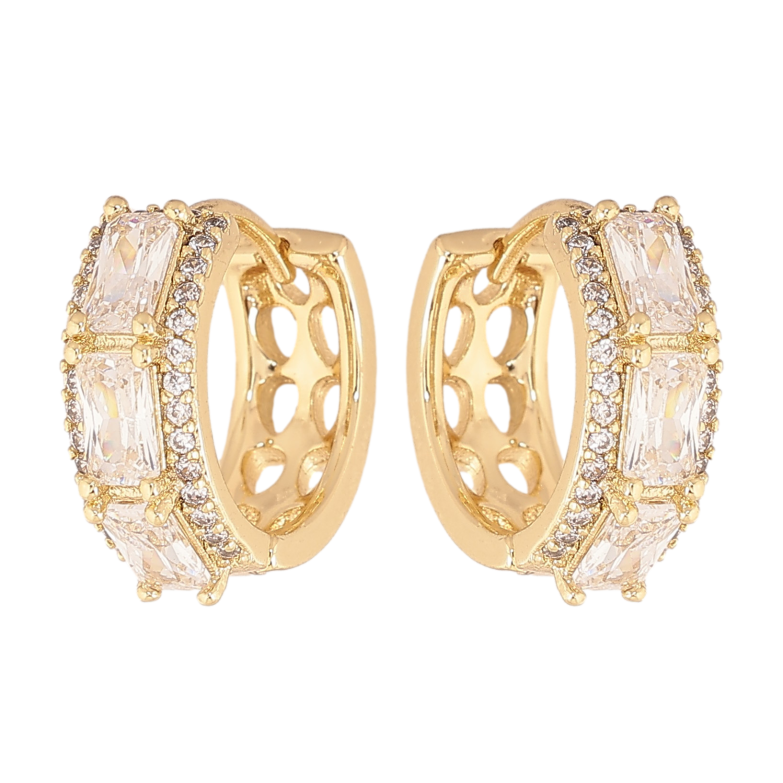 Сережки Xuping колір Позолота 14K колечка "Візерунок з кристалами" фото №11
