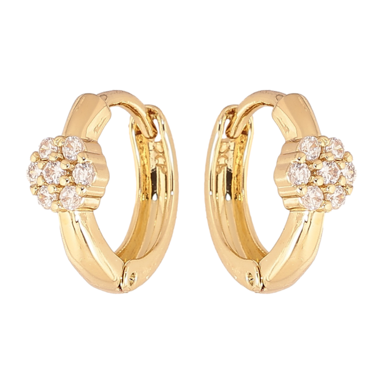 Сережки Xuping колір Позолота 14K колечка "Візерунок з кристалами" фото №6