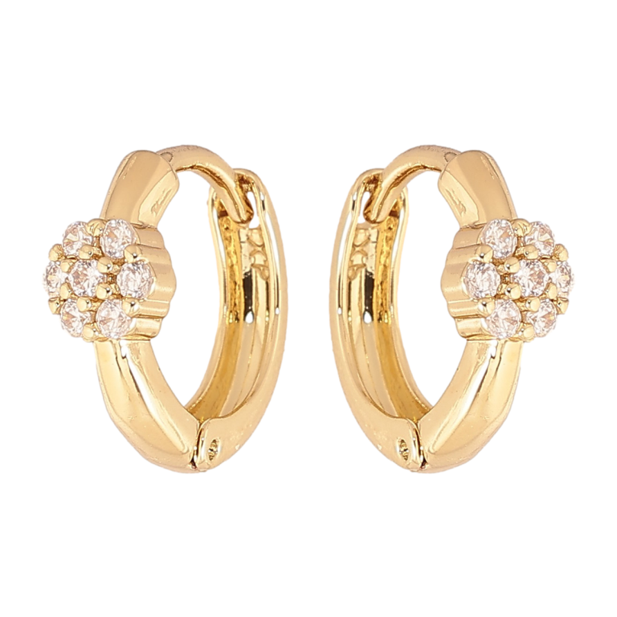 Сережки Xuping колір Позолота 14K колечка "Візерунок з кристалами" фото №1