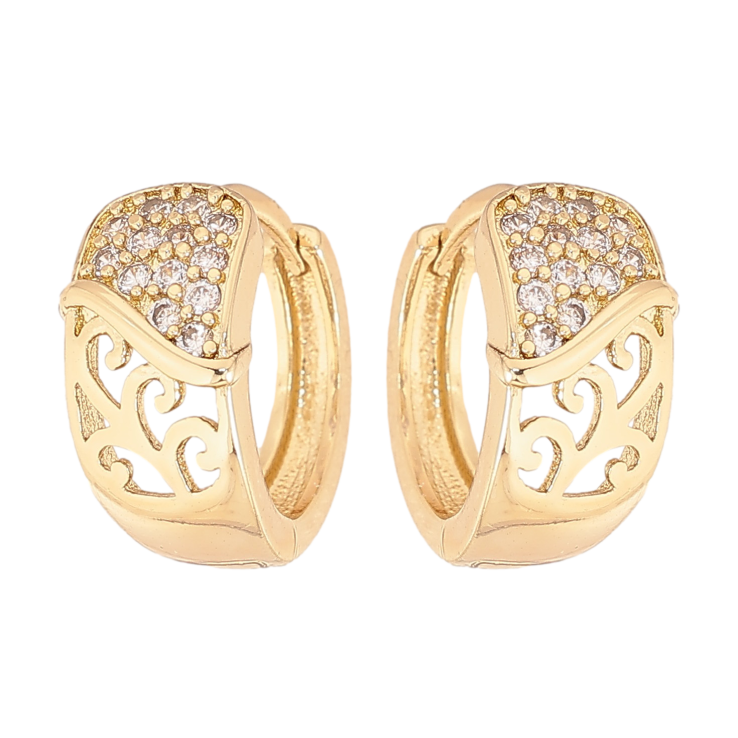 Серьги Xuping цвет Позолота 14K колечки "Узор с кристаллами" фото №7 Серьги Xuping цвет Позолота 14K колечки "Узор с кристаллами" фото №7