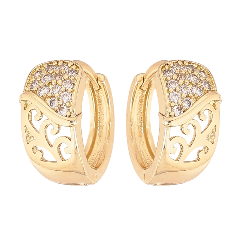 Серьги Xuping цвет Позолота 14K колечки "Узор с кристаллами" фото №11 Серьги Xuping цвет Позолота 14K колечки "Узор с кристаллами" фото №11