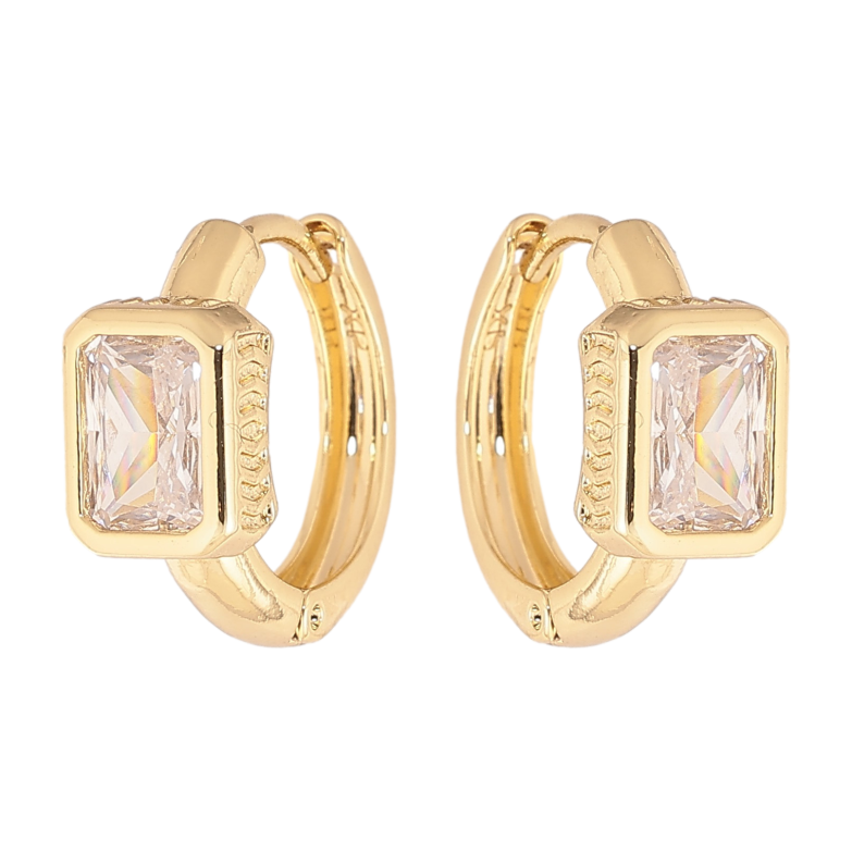 Сережки Xuping колір Позолота 14K колечка "Візерунок з кристалом" фото №1