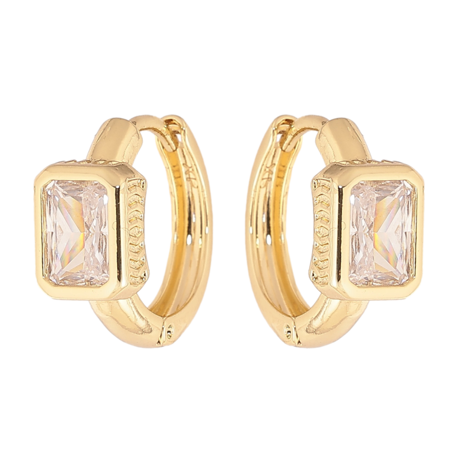 Сережки Xuping колір Позолота 14K колечка "Візерунок з кристалом" фото №1