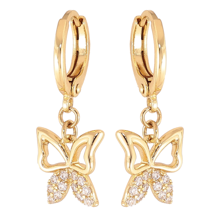 Серьги Xuping цвет Позолота 14K подвески на колечках "Бабочки" фото №17 Серьги Xuping цвет Позолота 14K подвески на колечках "Бабочки" фото №17