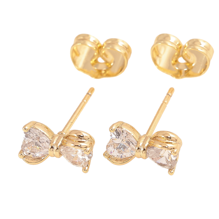 Серьги Xuping цвет Позолота 14K пусеты "Кристальные банты" фото №8 Серьги Xuping цвет Позолота 14K пусеты "Кристальные банты" фото №8
