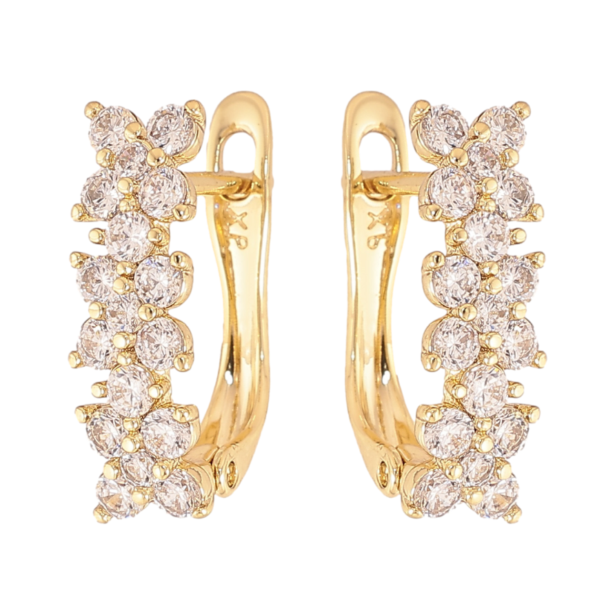 Серьги Xuping цвет Позолота 14K английский замок "Цветочный узор с кристаллами" фото №1