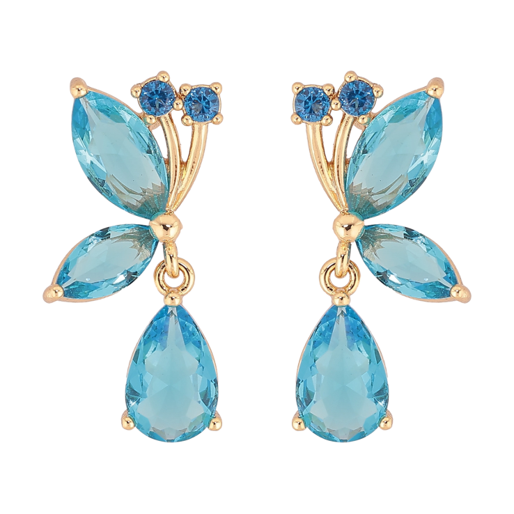 Сережки Xuping колір Позолота 14K пусети "Підвіски з блакитними кристалами" фото №11 Сережки Xuping колір Позолота 14K пусети "Підвіски з блакитними кристалами" фото №11