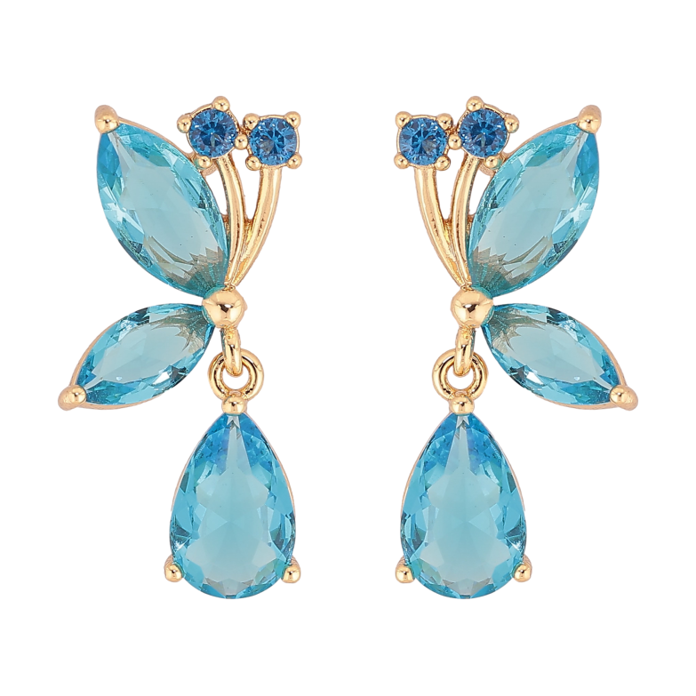 Серьги Xuping цвет Позолота 14K пусеты "Подвески с голубыми кристаллами" фото №2 Серьги Xuping цвет Позолота 14K пусеты "Подвески с голубыми кристаллами" фото №2