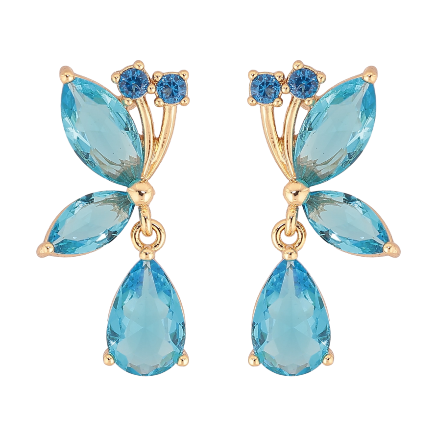 Сережки Xuping колір Позолота 14K пусети "Підвіски з блакитними кристалами" фото №1 Сережки Xuping колір Позолота 14K пусети "Підвіски з блакитними кристалами" фото №1