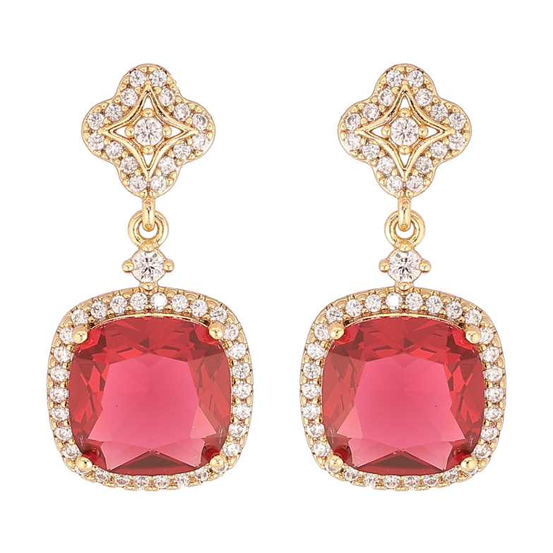 Сережки Xuping колір Позолота 14K пусети "Підвіски з червоними кристалами" фото №1 Сережки Xuping колір Позолота 14K пусети "Підвіски з червоними кристалами" фото №1