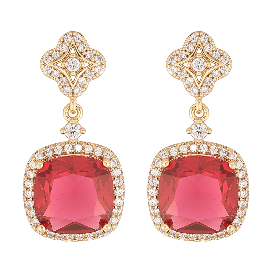 Серьги Xuping цвет Позолота 14K пусеты "Подвески с красными кристаллами" фото №1 Серьги Xuping цвет Позолота 14K пусеты "Подвески с красными кристаллами" фото №1