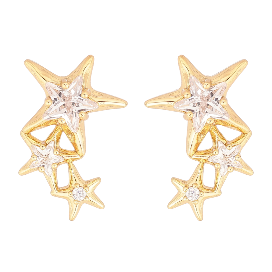 Сережки Xuping колір Позолота 14K пусети "Зірки з кристалами" фото №1 Сережки Xuping колір Позолота 14K пусети "Зірки з кристалами" фото №1