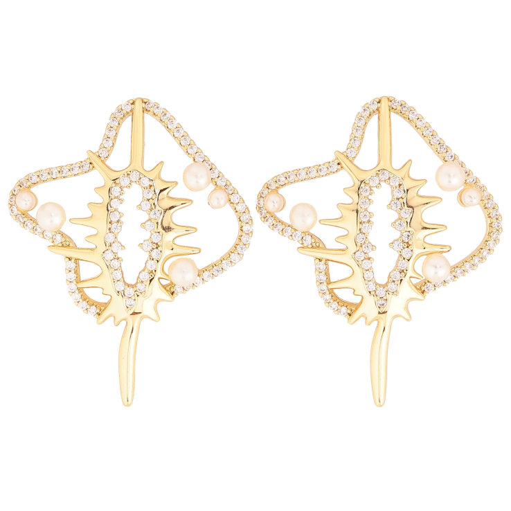 Серьги Xuping цвет Позолота 14K пусеты "Декоративные скаты" фото №13