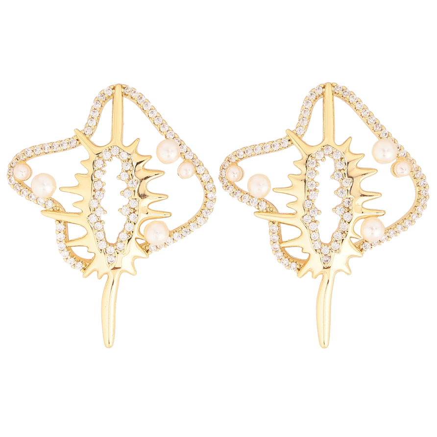 Серьги Xuping цвет Позолота 14K пусеты "Декоративные скаты" фото №1 Серьги Xuping цвет Позолота 14K пусеты "Декоративные скаты" фото №1
