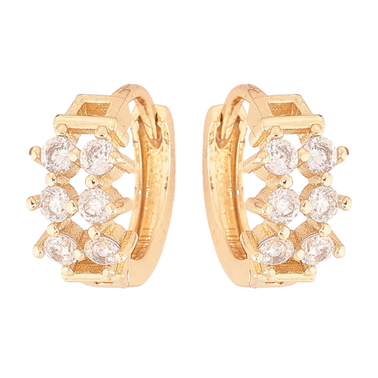 Серьги Xuping цвет Позолота 14K колечки "Узор с кристаллами" фото №23