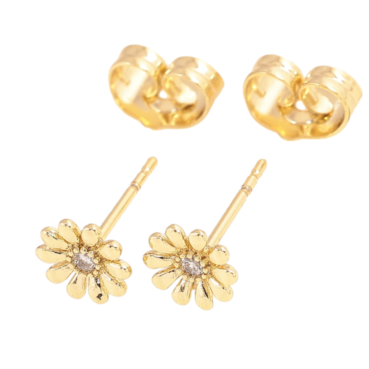 Серьги Xuping цвет Позолота 14K пусеты "Цветочки"  фото №24