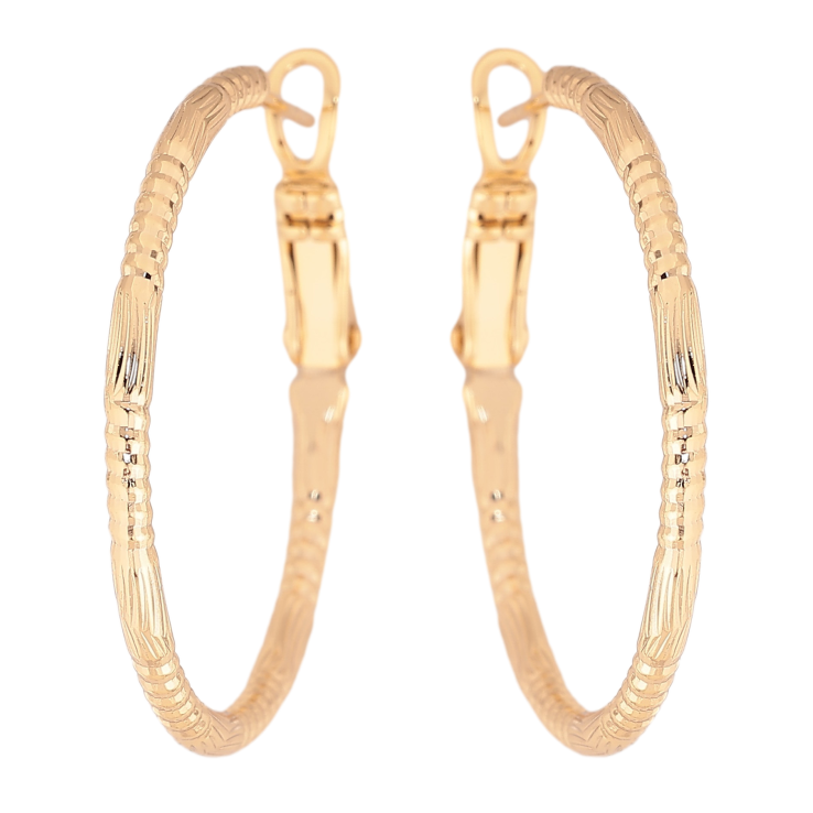Серьги Xuping цвет Позолота 14K кольца (конго) "Декоративный узор" ø 3см фото №6 Серьги Xuping цвет Позолота 14K кольца (конго) "Декоративный узор" ø 3см фото №6
