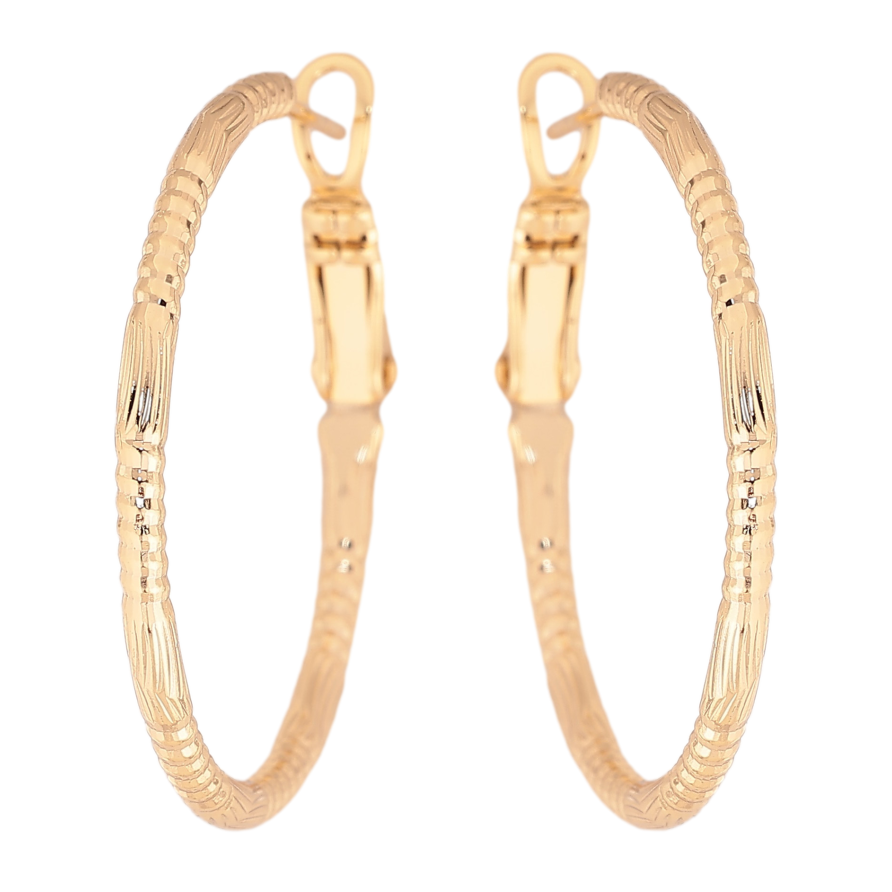 Серьги Xuping цвет Позолота 14K кольца (конго) "Декоративный узор" ø 3см фото №1