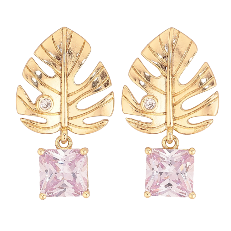 Сережки Xuping колір Позолота 14K пусети "Листочки з бузковими кристалами" фото №23 Сережки Xuping колір Позолота 14K пусети "Листочки з бузковими кристалами" фото №23