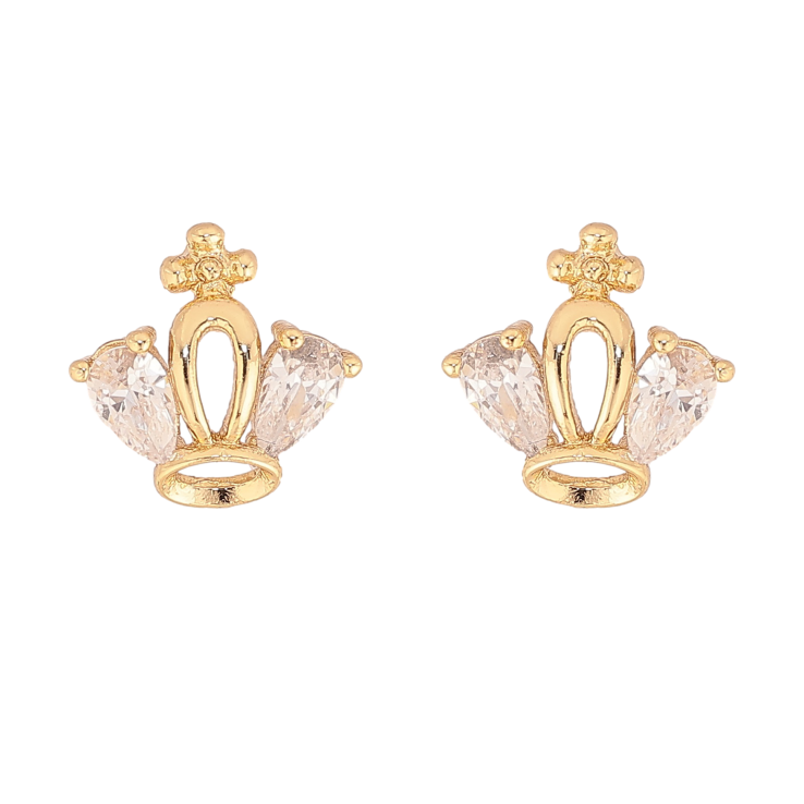 Сережки Xuping колір Позолота 14K пусети "Корона з кристалами" фото №3 Сережки Xuping колір Позолота 14K пусети "Корона з кристалами" фото №3