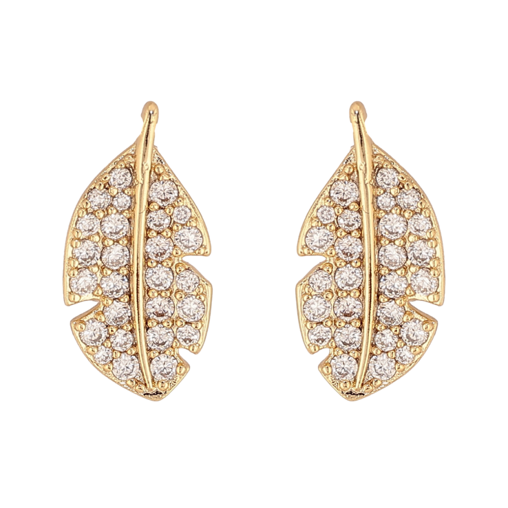 Сережки Xuping колір Позолота 14K пусети "Перо з інкрустацією кристалами" фото №18 Сережки Xuping колір Позолота 14K пусети "Перо з інкрустацією кристалами" фото №18
