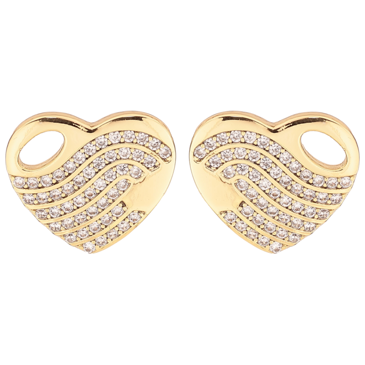 Серьги Xuping цвет Позолота 14K пусеты "Сердечки" фото №6