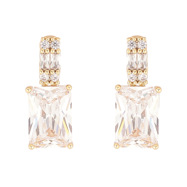 Сережки Xuping колір Позолота 14K пусети "Візерунок з кристалами" фото №6