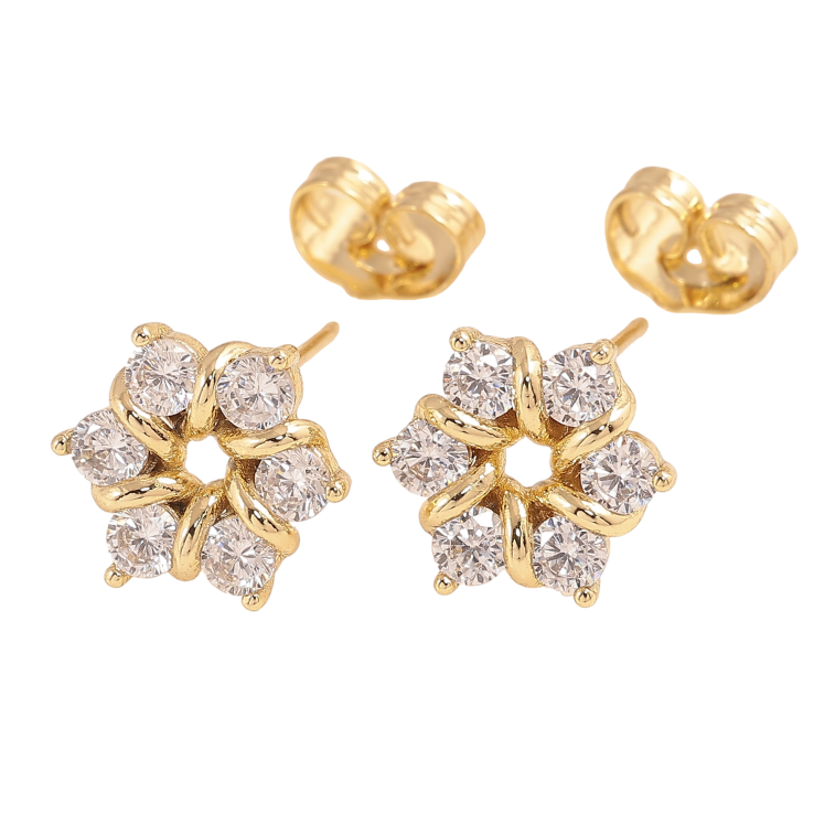 Серьги Xuping цвет Позолота 14K пусеты "Кристальные цветочки" фото №14 Серьги Xuping цвет Позолота 14K пусеты "Кристальные цветочки" фото №14