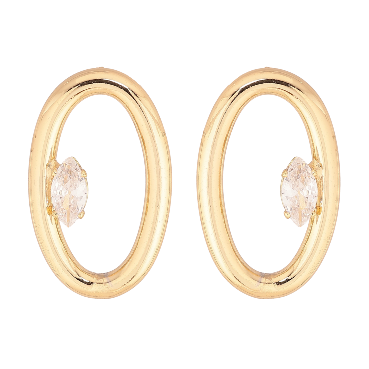 Сережки Xuping колір Позолота 14K пусети "Овали з кристалами" фото №7 Сережки Xuping колір Позолота 14K пусети "Овали з кристалами" фото №7