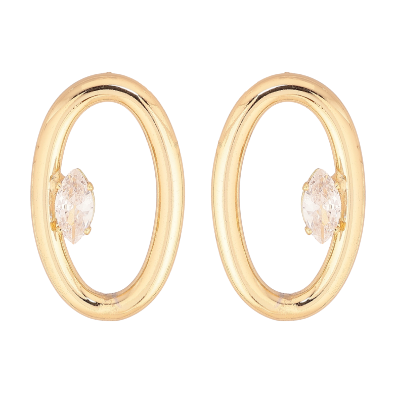 Сережки Xuping колір Позолота 14K пусети "Овали з кристалами" фото №5