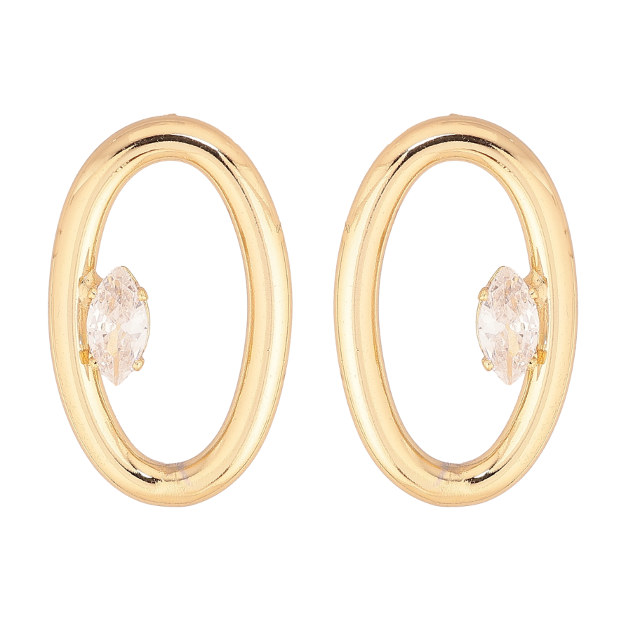 Сережки Xuping колір Позолота 14K пусети "Овали з кристалами" фото №1 Сережки Xuping колір Позолота 14K пусети "Овали з кристалами" фото №1