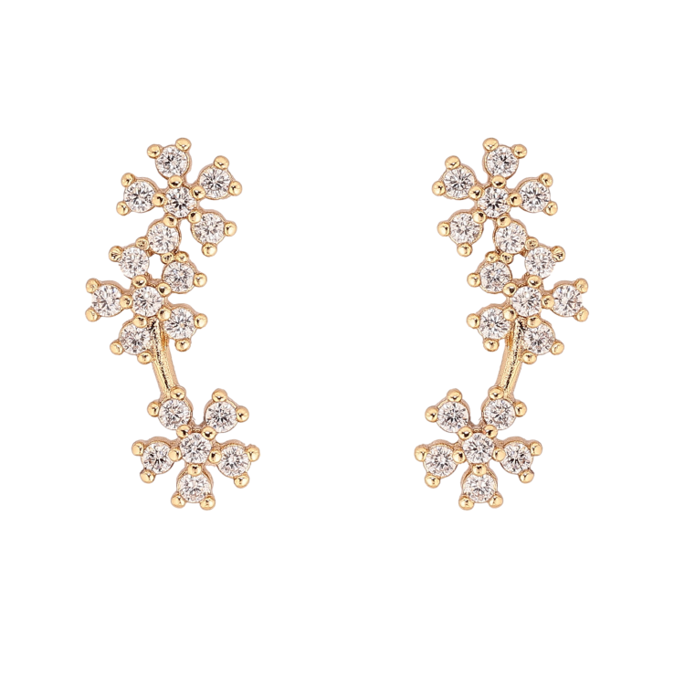 Сережки Xuping колір Позолота 14K пусети "Кристальні квіточки" фото №17 Сережки Xuping колір Позолота 14K пусети "Кристальні квіточки" фото №17