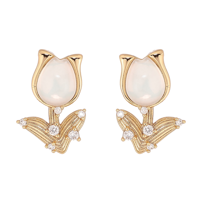 Серьги Xuping цвет Позолота 14K пусеты "Тюльпаны с кристаллами" фото №1 Серьги Xuping цвет Позолота 14K пусеты "Тюльпаны с кристаллами" фото №1