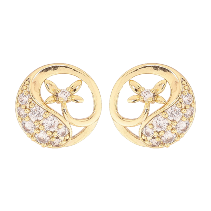 Серьги Xuping цвет Позолота 14K пусеты "Узор с стрекозами и кристаллами" фото №12