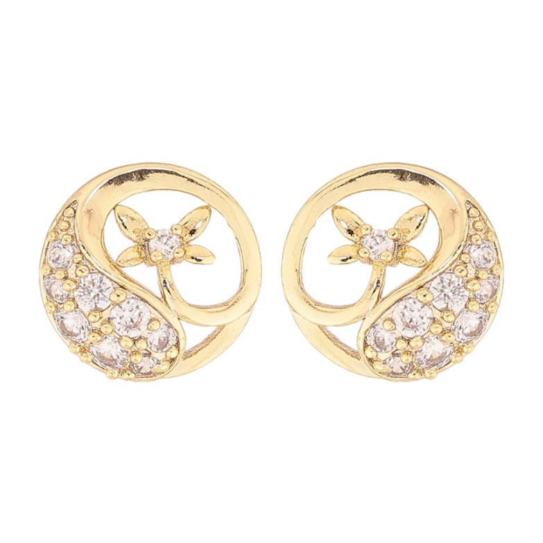 Серьги Xuping цвет Позолота 14K пусеты "Узор с стрекозами и кристаллами" фото №8