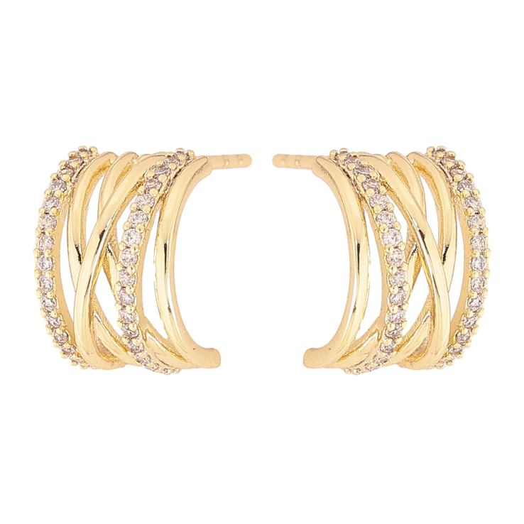 Серьги Xuping цвет Позолота 14K пусеты "Декоративные дуги" фото №25