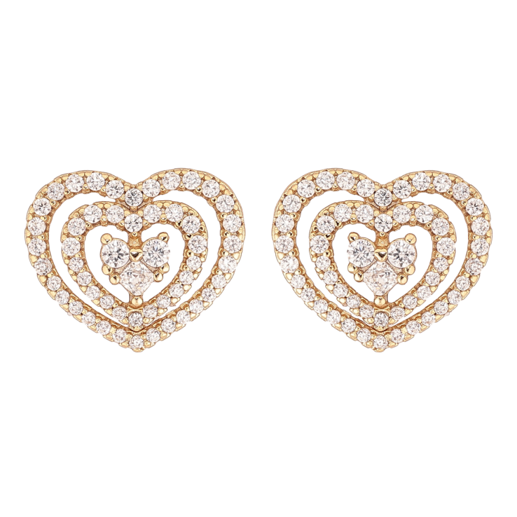 Сережки Xuping колір Позолота 14K пусети "Сердечки з кристалами" фото №11 Сережки Xuping колір Позолота 14K пусети "Сердечки з кристалами" фото №11