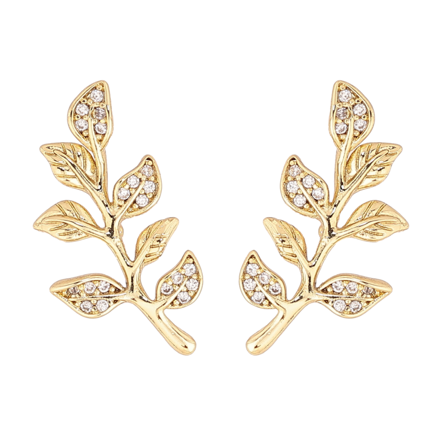Серьги Xuping цвет Позолота 14K пусеты "Веточки с кристаллами" фото №1 Серьги Xuping цвет Позолота 14K пусеты "Веточки с кристаллами" фото №1