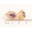 Серьги Xuping цвет Позолота 18K английский замок "Ажурные капельки с сиреневыми кристаллами" фото №2