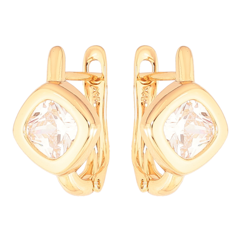 Серьги Xuping цвет Позолота 18K английский замок "Кристальные ромбы" фото №4 Серьги Xuping цвет Позолота 18K английский замок "Кристальные ромбы" фото №4