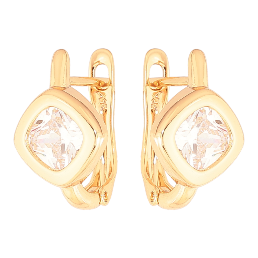 Серьги Xuping цвет Позолота 18K английский замок "Кристальные ромбы" фото №1 Серьги Xuping цвет Позолота 18K английский замок "Кристальные ромбы" фото №1